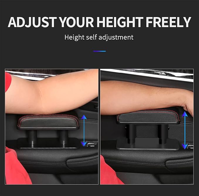 JEYODA Car Armrest Pad, Left Elbow Support, General Leather Booster Pad, Central Armrest Box, Adjustable Armrest (Beige)