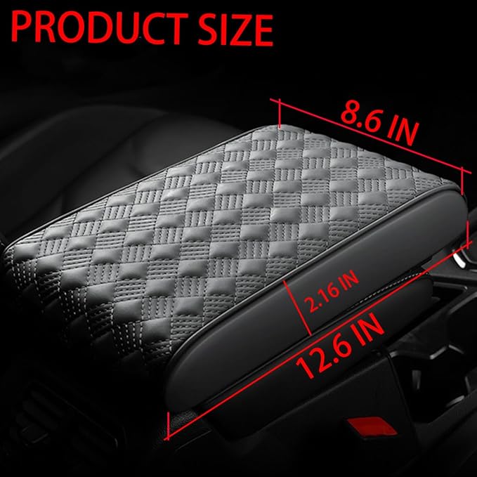 Car Armrest Cushion, Automotive Anti-Scratch Leather Memory Foam Center Console Pad Cover Protector Elbow Pillow Armrest Seat Box with Organizer Pockets Storage Bag, Universal Fit