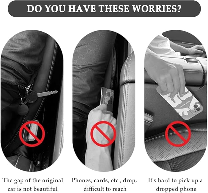 Junecarp 2PCS Car Seat Gap Filler - Elastic Car Seat Gap Filler Organizer Universal for Truck SUV Car Between Seat and Console - Prevent Items from Droping - Add Style to Your Car Accessories