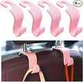 4PCS Car Seat Headrest Hook, Auto Back Seat Hanging Storage Organizer, Vehicle Seatback Hanger Holder for Purse Handbag Coat Umbrella, Universal Interior Car Accessories (Light Pink)
