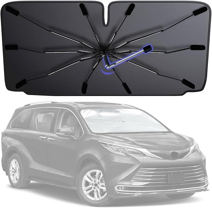 [2025 Upgrade] Windshield Sun Shade Umbrella, Scratch-Free Car Sunshade for SUVs, Foldable Automotive Interior Sun Protection | Highly UV Block Coating Auto Heat Shield Accessories(XX-Large)