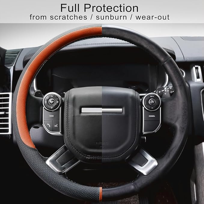 COFIT Breathable Car Steering Wheel Cover 15 inch Auto Universal Leather Wrap Non-Slip Steeringwheel Protector Automotive Interior Accessories, Purple (Suit for 14.5-15 inch)
