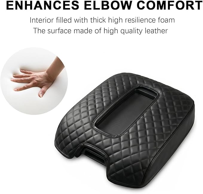 Center Console Armrest Cover Compatible with Chevy Silverado & GMC Sierra 1500 2500 3500 2014-2018, Yukon & Tahoe & Suburban 2015-2020, For Console Bucket Seat Only, Arm Rest Cushion, Anti-Scratch