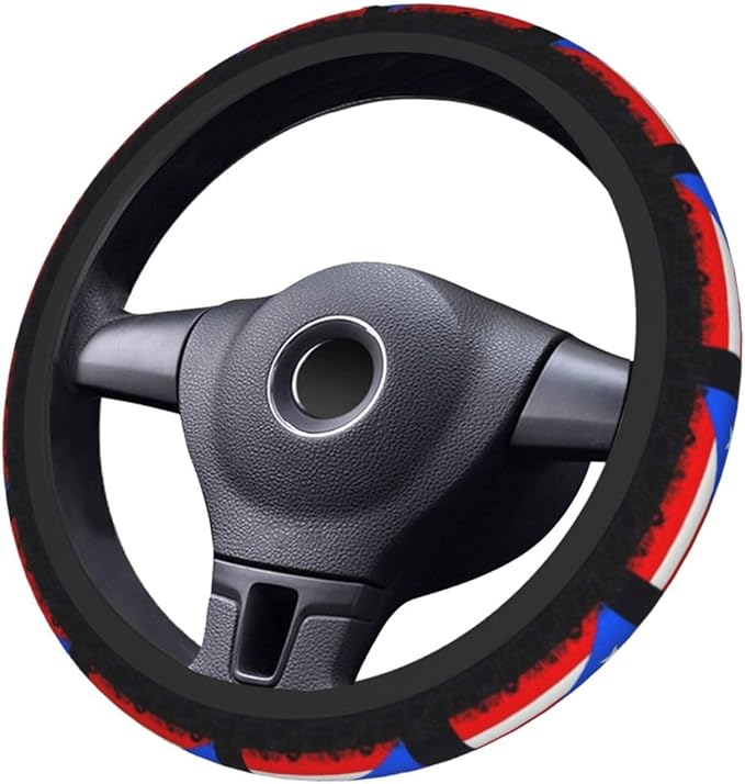 Puerto Rico Flag Steering Wheel Cover for Women Men Girls Car Accessories Decor Anti-Slip Neoprene Auto Steering Wheel Covers Protector Universal 15 Inch
