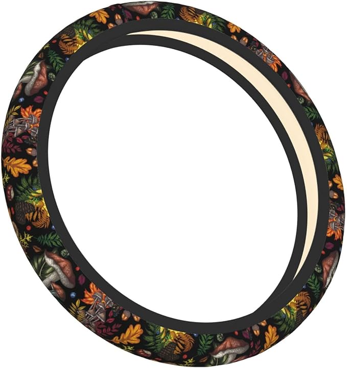 Wetland Fern Neoprene Steering Wheel Cover for Men Women Anti-Slip Elastic Steering Wheel Protective Cover 15in Universal Car Accessories Fit Cars, SUVs, Auto