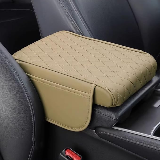 Car Armrest Pad for Subaru Forester SK SJ SH SG SF 5/4/3/2.Gen 2003-2025 Leather Armrest Box Mat Center Console Cushion Pad Universal Armrest Seat Box Cover Protector,Beige