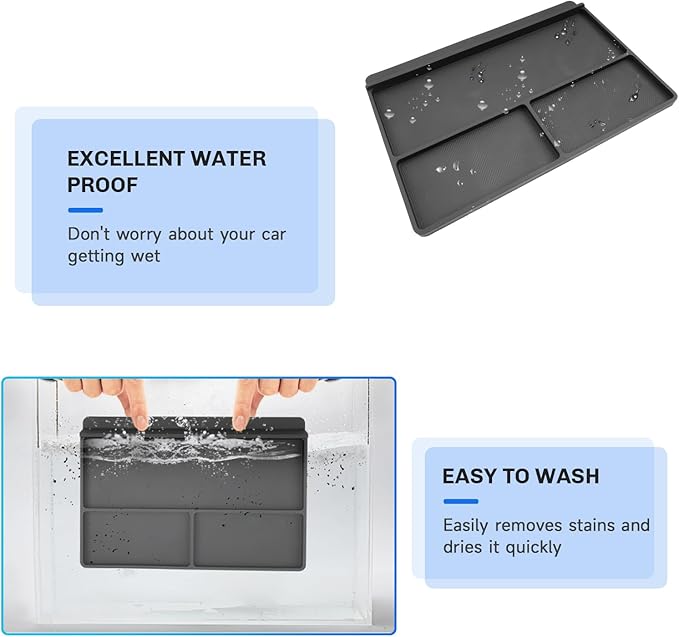 SXCY 2PCS for 2025 2026 Toyota Sienna Center Console Organizer+Console Storage Mat [Not for Console w/Cool Box] for 2021-2026 Toyota Sienna Accessories 2021-2025 2026 Sienna Armrest Console Organizer