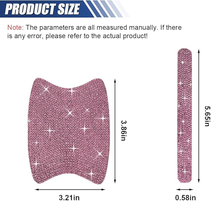 10PCS Bling Car Door Handle Protector, Crystal Rhinestone Anti-Scratch Car Bowl Decoration Sticker Decal, Universal Auto Exterior Door Protective Covers Accessories for Women (Pink)