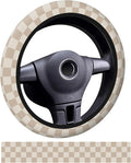 Car Steering Wheel Cover, Universal 15 Inch Neoprene Non-Slip Steering Wheel Covers, Funny Car Accessories for Women Men Fit Auto, Suvs, Truck Cute Beige Checkerboard