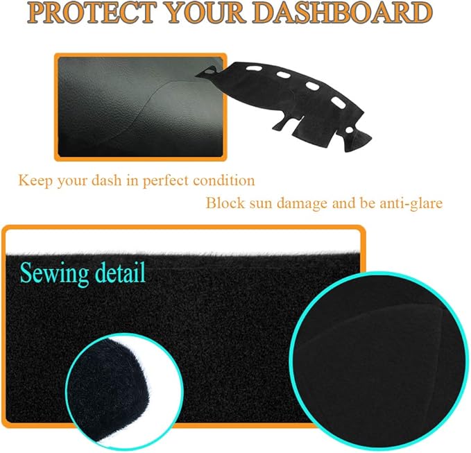 Dash Cover Dashboard Cover Mat Pad for Dodge Ram 1998 1999 2000 2001 (Black) Y21