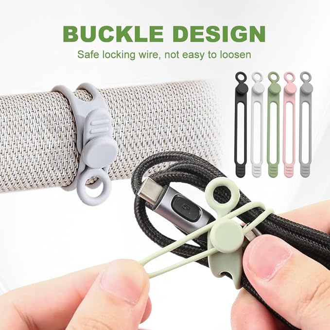 Data Cable Organizer, 2026 Upgrade Silicone Cable Ties Reusable Cable Management Organizers, Multipurpose Elastic Cord Organizer for Fastening and Bundling Cable Cords Wires (30PC)