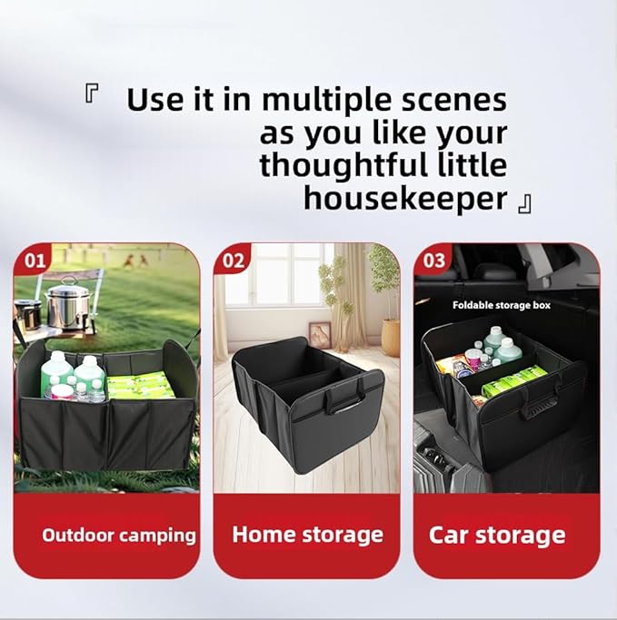 Zenithide Car Trunk Organizer with, Collapsible Car Trunk Storage Organizer, Car Organizer and Storage for SUV, Truck, Sedan 21.7x17.7x13.4 Inches (Black)