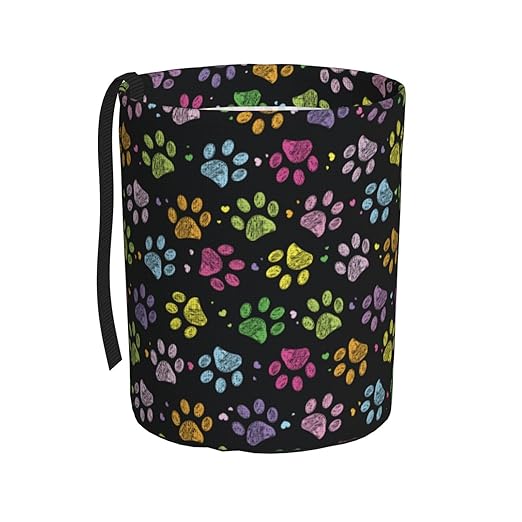 KXWQTRDD Car Garbage Bag Colorful Paw Print Mini Car Trash Bin Portable Collapsible Waterproof Rubbish Bag for Car Accessories Back Front Seat Cup Holder