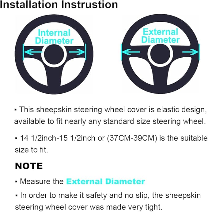 Genuine Fuzzy Wool Sheepskin Fur car Steering Wheel Cover for Adults Girls Women Men,Protector for Universal Steering Wheel 35CM-41CM, Anti-Slip,Comfort Luxurious, Gift for Women (Light Purple)