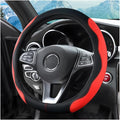 zipelo 14.5"-15" Car Steering Wheel Cover, Auto Interior Wheel Protector with Durable Soft Breathable Anti-Slip Linging Leather, Universal for Vehicles Trucks SUVs Accessories for Men Women (Red)