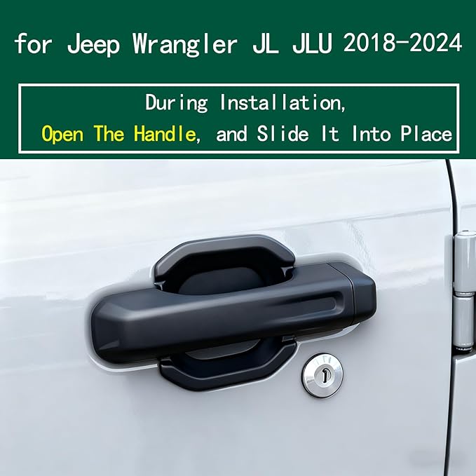 Door Bowl Scratch Protector for Jeep Wrangler JL JLU 2018-2024 4 Doors Exterior Door Handle Bowl Cover Protection Trim Accessories Matte Black