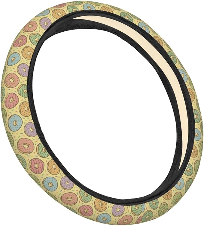 FeHuew Donuts Rings Steering Wheel Cover for Women, Girls 15 inch Universal Auto Car Anti Slip Wrap Steering Wheel Covers Fit for Vehicles, Truck, SUV