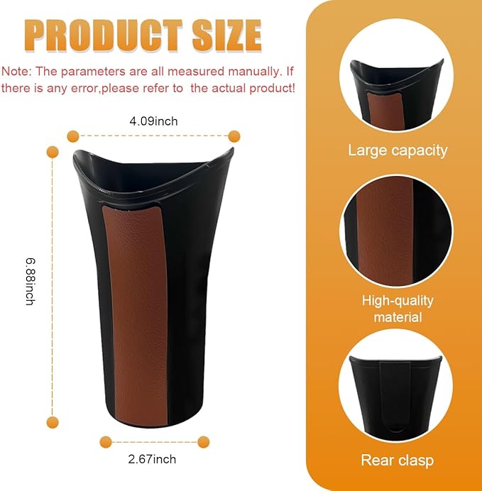 Car Umbrella Storage Bucket, Waterproof & Leakproof Auto Front Back Seat Door Umbrella Storage Hanging Holder, Portable Vehicle Center Console Armrest Trash Can for Home, Office(Brown)