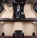 Custom Car Floor Mat Compatible with 97% Car Models Luxury Leather All Weather Waterproof Anti-Skid Full Coverage Car Mats (Beige)