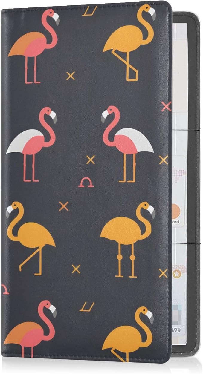 Flamingo Simple Pattern Car Registration and Insurance Card Holder Vehicle Glove Box Car Organizer Driver License Documents Holder Waller Case Organizers