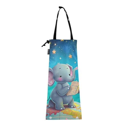 ALAZA Hanging Car Trash Bags Garbage Bag Trash Can for Back Seat Small Elephant Reading Washable Storage Bag Retractable 2 Pack