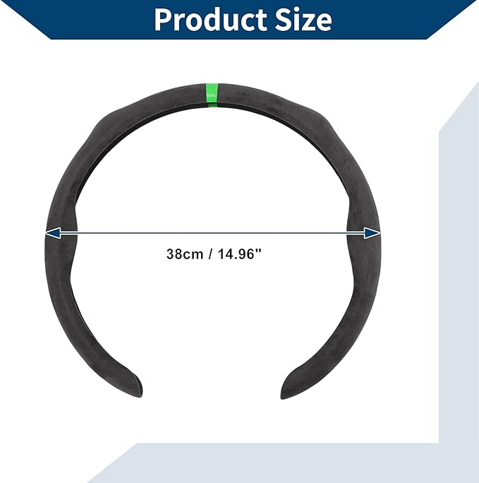 Suede Steering Wheel Cover ABS Car Steering Wheel Protector 14.96" Gray Green 1 Pc