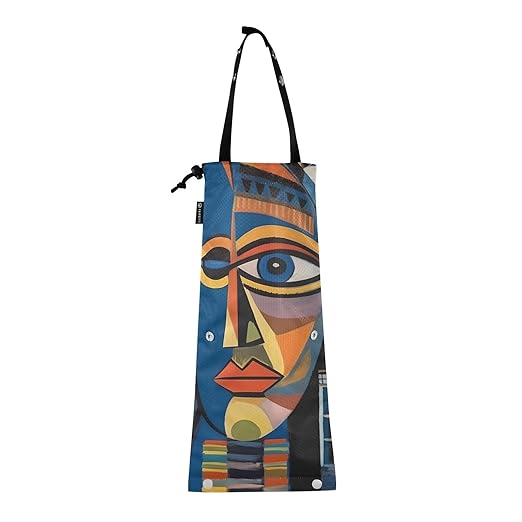 ALAZA Hanging Car Trash Bags Garbage Bag Trash Can for Back Seat Small Egyptian Geometric Face Washable Storage Bag Retractable 2 Pack