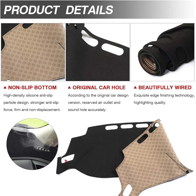CARTIST Dashboard Cover Mat for 2014-2018 2019 2020 Nissan Rogue Accessories Dash Cover Suede Dash Mat Sunshade Glare UV Rays Protector