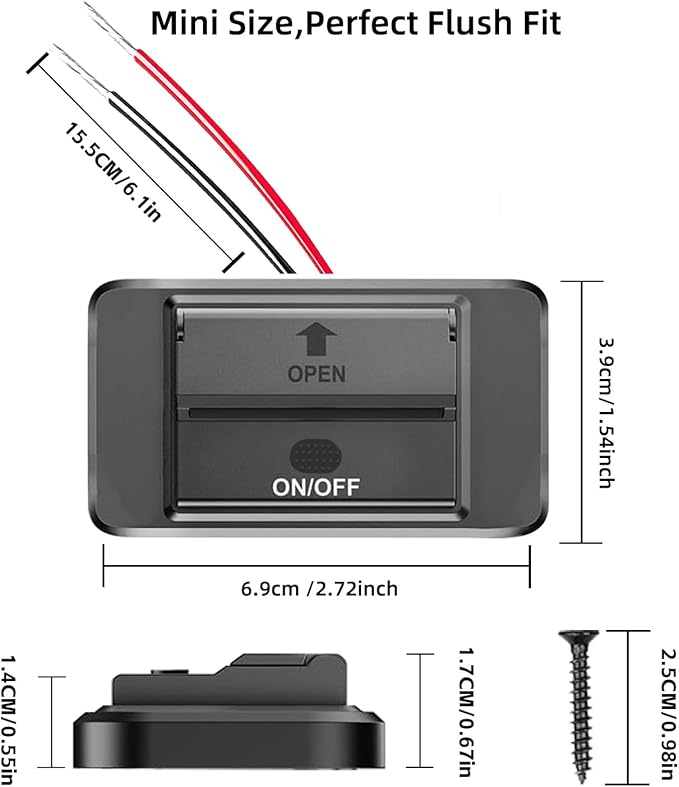 12V USB Outlet Panel Wall Mount,36W PD & 18W QC3.0 Multi Port Socket,Waterproof USB C Car Charger with Switch for RV Marine Motorcycle Truck Golf Cart