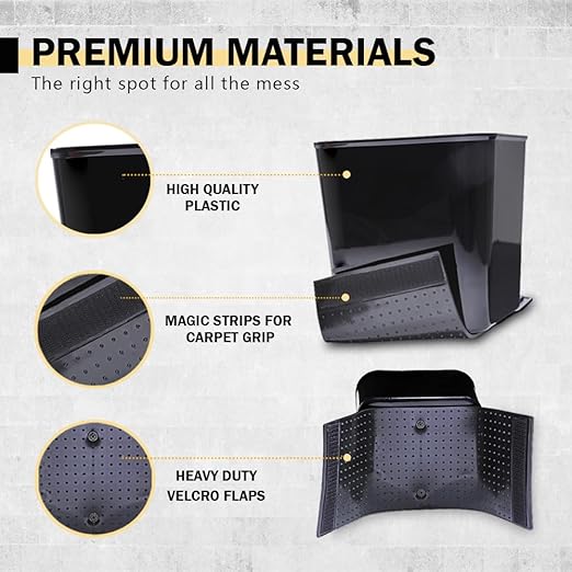 HAUSSIMPLE Car Trash Can 1.4 Gallon with Stability Flap & Magic Strips — No-Tip Leakproof Car Garbage Bin for Car Floor, Mats, Front or Back Seat, SUV, Truck, Van, Vehicle Interior Organizer (Black)