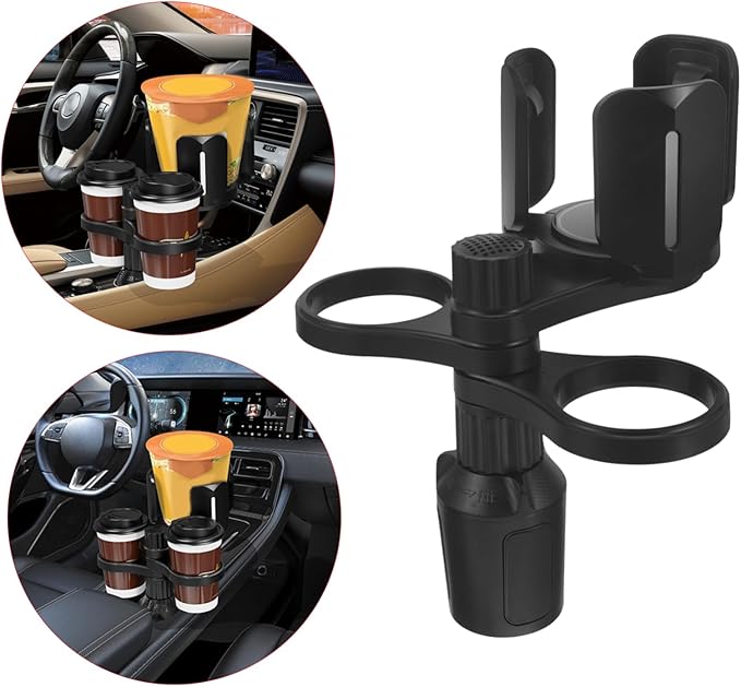 Happyyami Rotatable Car Cup Holder Expander Adapter with Angle Non Slip Vehicle Mounted Drink Holder Rack for Cup Storage and Dining Convenience