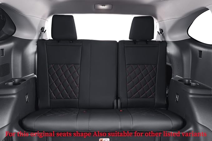 coverdream Custom Seat Covers Compatible with Select Toyota Highlander 2014 2015 2016 2017 2018 2019,Three Row,Second Row Captain Chair - Leatherette (Red/Black,Full Set)