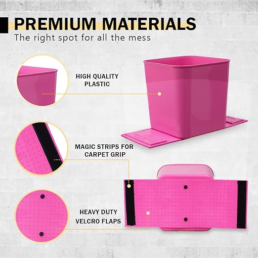 HAUSSIMPLE Car Trash Can 1.4 Gallon with Stability Flap & Magic Strips — No-Tip Leakproof Car Garbage Bin for Car Floor, Mats, Front or Back Seat, SUV, Truck, Van, Vehicle Interior Organizer (Pink)