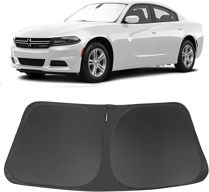 Windshield Sun Shade Custom Fit for 2011-2023 Dodge Charger Accessories Foldable Sunshade Sun Blocker Protect Car from Sun Rays & Heat Damage Keep Car Cooler