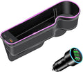 7 Color Led Car Seat Gap Filler Organizer Car Seat Pocket Gap Filler with USB+C Fast Charger,Car Gap Organizer Storage 2023 Console Side Seat Gap Filler fit for Passenger Side(Black-passenger side)