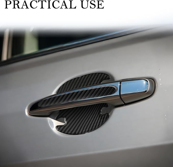 8PCS Car Door Handle Protector with Sport Word,Stylish PVC Car Door Handle Scratch Protector for Avoiding Scratch,Universal Cars Handles Protectors Cars Exterior Accessories (Carbon Fiber)