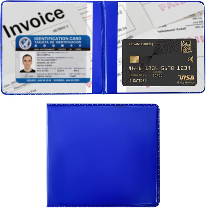 Ziciner Car Registration and Insurance Holder, 5.2"× 4.7" Premium Auto Glove Box Organizer with Closure, Essential Vehicle Document Holder for Card, Driver License (Blue)