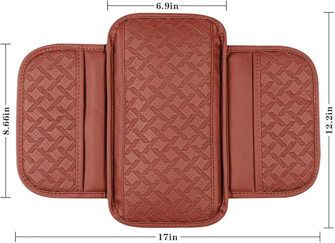 Car Center Console Cover, Microfiber Leather Vehicle Armrest Protector Cushion with 2 Storage Bags, Auto Middle Console Armrest Seat Box Pad Accessories, Universal for Most Cars (Orange)