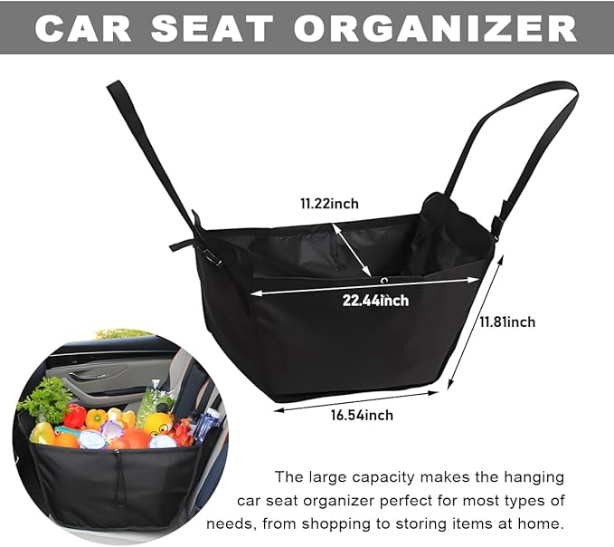 Car Seat Organizer, Collapsible Large Capacity Passenger Seat Storage Organizer, Backseat Storage Travel Bag with Drawstrings, Multifunctional Car Hanging Bag for Back Seats