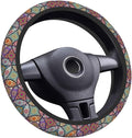Elastic Steering Wheel Cover Car Accessories Cute Universal 15 Inch Absorbing Sweat Non-Slip Breathable for Woman - Colorful Mandala