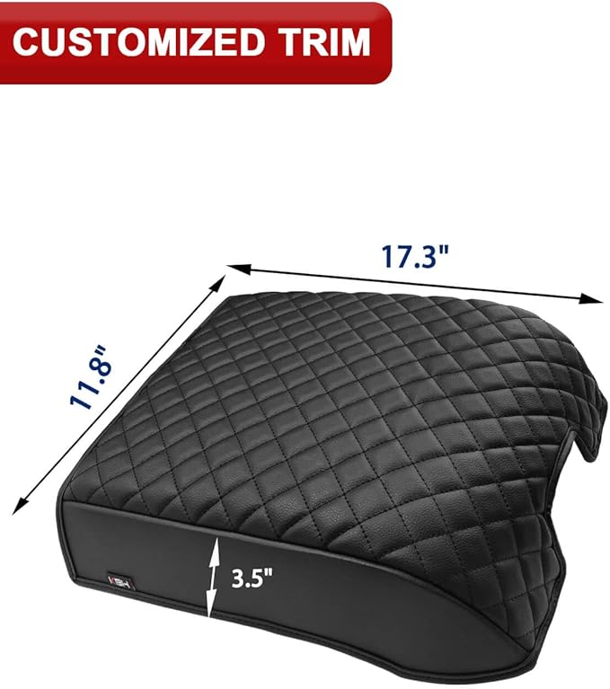 KBH Center Console Armrest Cover for 2015-2020 Ford F150, 2017-2022 F250 F350 F450 F550, 2018-2024 Expedition, Bucket Seat, PU Leather Cushion Thick Pad, Anti-Scratch, Black (Not for Other Years)