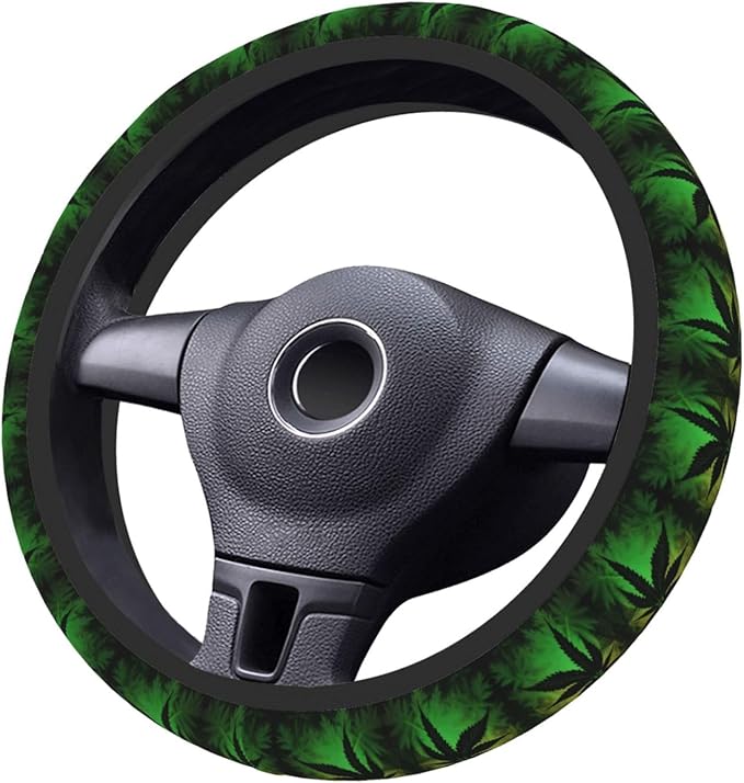 Jamaica Leaves Flag Car Steering Wheel Cover, 15 Inch Steering Wheel Cover Stylish Decor for Most Cars