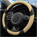 HZEL Car Steering Wheel Cover, 15 Inch PU Leather Breathable Anti-Slip Vehicle Steering Wheel Protecter with Inner Ring, Automotive Interior Accessories, Universal for SUV Sedan Truck (Beige)