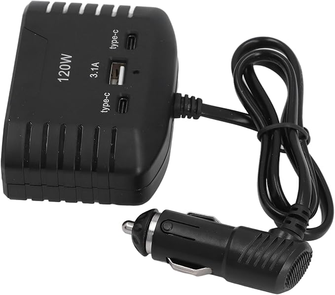 SUNGOOYUE 120W MultiPort Car Charger, DualPort USB TypeC Power Adapter for Efficient Charging, Daily Life and Travel, ABS Material