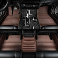 Custom Leather Car Mats, Vehicle-Specific Fit All-Weather Floor Mats, 100% Waterproof Anti-Slip Durable Protection for SUV Truck Sedan, Precision Tailored Protection(Brown Horizontal bar)