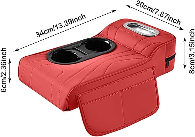 Car Armrest Box Mat, 5-in-1 Center Console Cover Cushion with Cup Holder Tissue Slot, Universal PU Leather Car Box Pad for Sedans Car Accessories Interior Organizers (Multi B02)