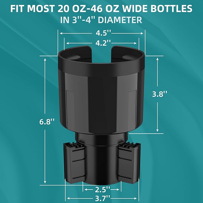 Car Cup Holder Expander Adapter with Offset Base, Cup Holder Extender for Car Compatible with Yeti 14/24/36oz, Hydro Flasks 32/40oz, Other Large Water Bottles and Mugs in 3.2"-4.0"