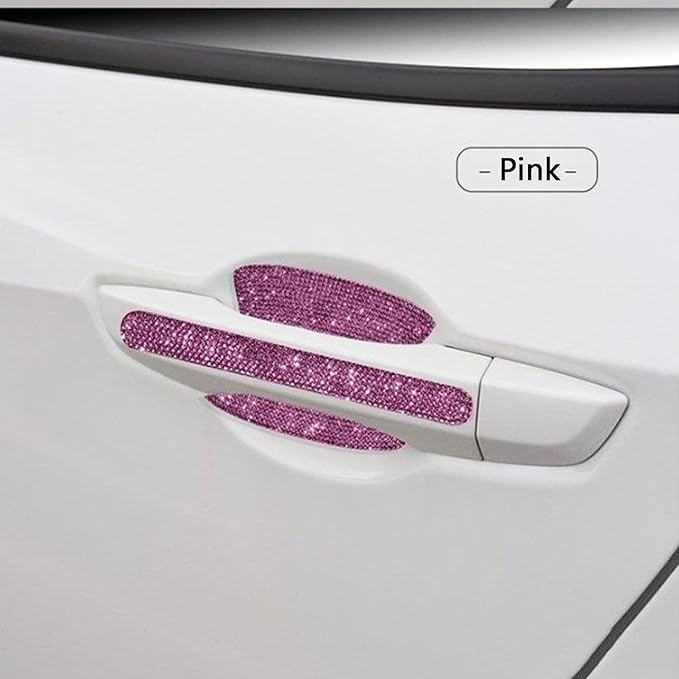 BetterJonny 10PCS Crystal Car Door Scratch Protector, Rhinestone Bling Scratch Protector Stickers for Women and Girls (Pink)