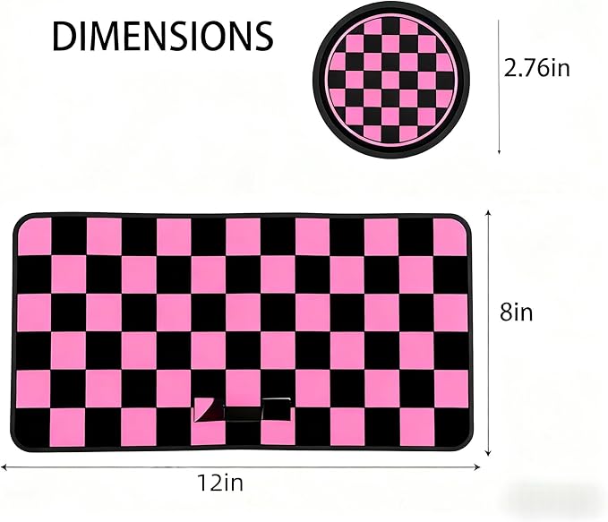 Car Interior Accessories Set – 2PCS Silicone Cup Holder Coasters & 1PCS Anti-Slip Dashboard Pad, Universal Non-Slip Rubber Mat for Phone Keys Sunglasses, Fit for Car SUV Truck