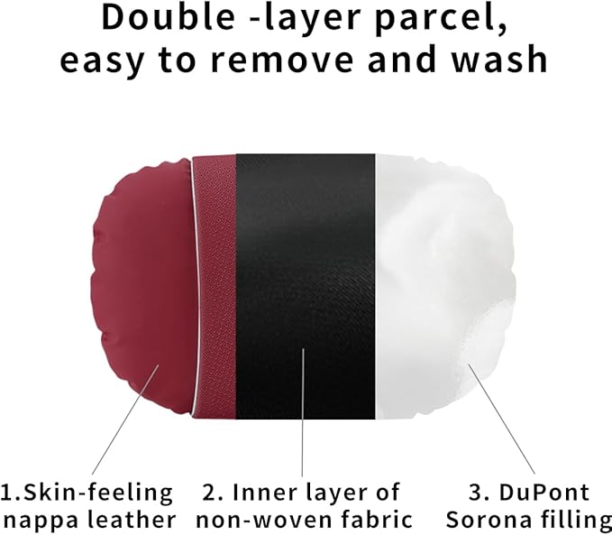 2 Pcs Car Headrest Neck Pillow for Driving,Premium Skin-Feeling Napa Leather Soft and Comfortable Headrest,Two Gears of Height Adjustment Car Seat Headrest Pillow Car Interior Accessories